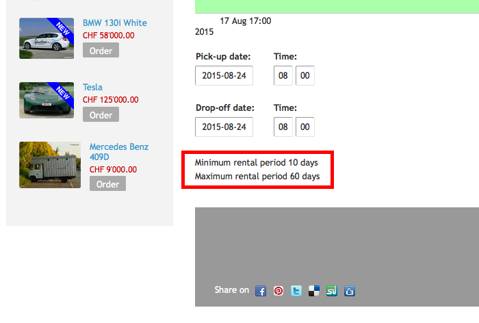 minimum and maximum rental periods